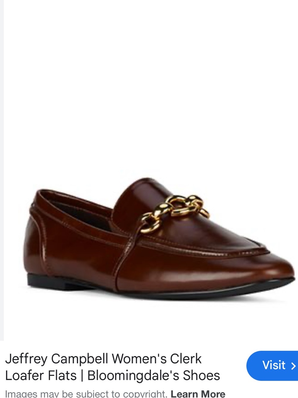 Jeffrey Campbell Brown Leather Loafers with Gold Horsebit Sz 6.5 - Picture 2 of 12